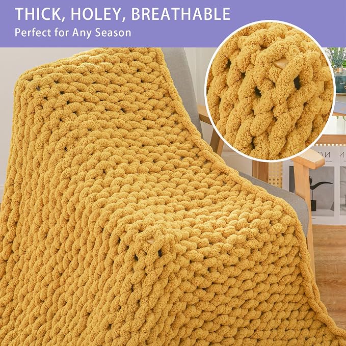 Bigacogo Chunky Knit Throw Blanket - Image 3