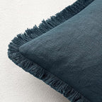 MIULEE Decorative Throw Pillow Covers Neutral Linen Fringe Throw Pillows Euro - Image 3