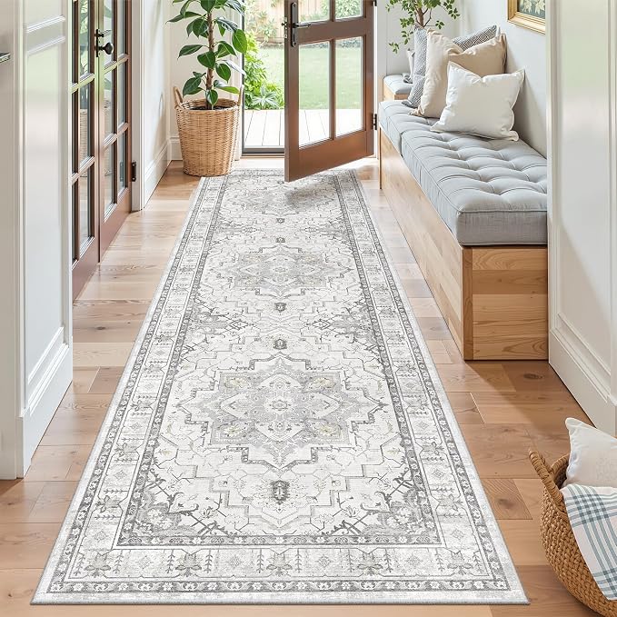 Madane Runner Rug 2'6''x8' Kitchen Runner, Hallway Runner Printed Vintage Rug - Image 4