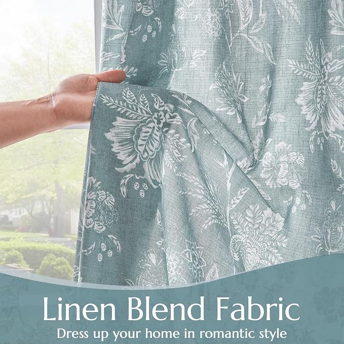 jinchan Linen Floral Curtains for Living Room, 96 Inch Length Curtains - Image 4