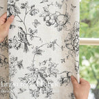 jinchan Linen Floral Curtains for Living Room 96 Inch Length Black Printed - Image 6