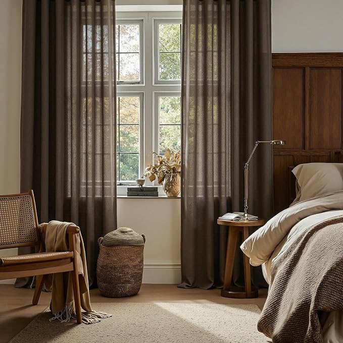MYSKY HOME Dark Brown Curtains for Beroom Liivng Room 84 Inch Length 2 Panels - Image 2