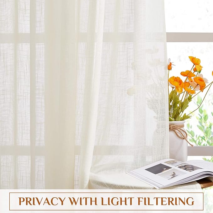 NICETOW Faux Linen Living Room Curtains 96 inch Length, Rod Pocket & Back Tab - Image 7
