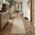2x6 Washable Runner Rug for Hallway Kitchen Vintage Beige Non Slip Low Pile by WondRg