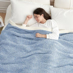 Snuggle Sac Queen Size Bed Blanket Heather Blue, Reversible Super Soft - Image 5