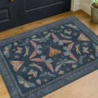Dark Blue 2x3 Small Rugs for Bathroom Non Slip, Washable Vintage Boho Insect - Image 6