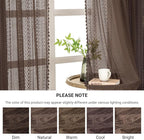 WAZZIO Boho Lace Curtains 84 Inches 2 Panel, Light Filtering Privacy Tassel & - Image 8