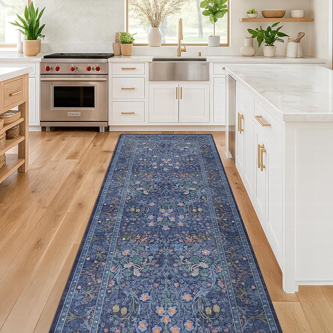 Dark Blue 3x12 Extra Long Wide Runner Rug - Image 3