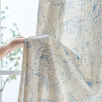 jinchan Floral Linen Curtains for Living Room 63 Inch Length Blue Flower - Image 6