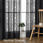 Simplebrand Semi Sheer Black Curtains 30 Inch Length 2 Panels, Geometric - Image 6