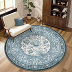 GarveeHome Misty Blue Botanical Grove 5ft Round Rug, Small Circle Vintage by GarveeHome