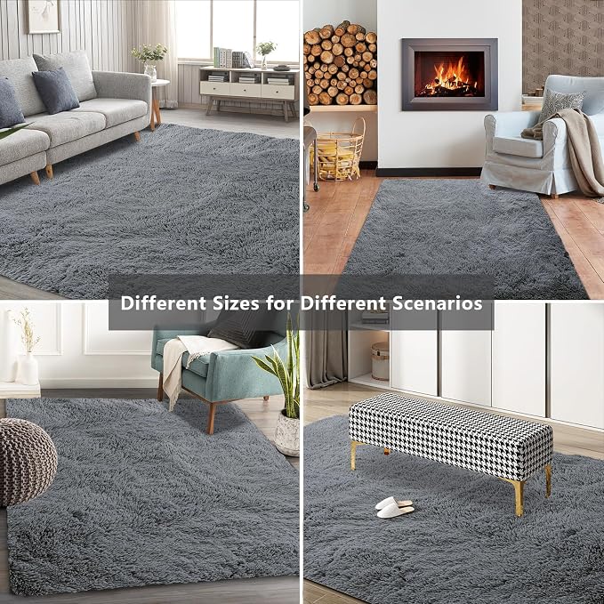 Shag Area Rugs for Bedroom Living Room, 4X6 Ultra Soft Fluffy Area Rugs for Dorm - Image 7