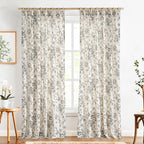 jinchan Pinch Pleated Curtains Floral Linen Blend Curtains - Image 2