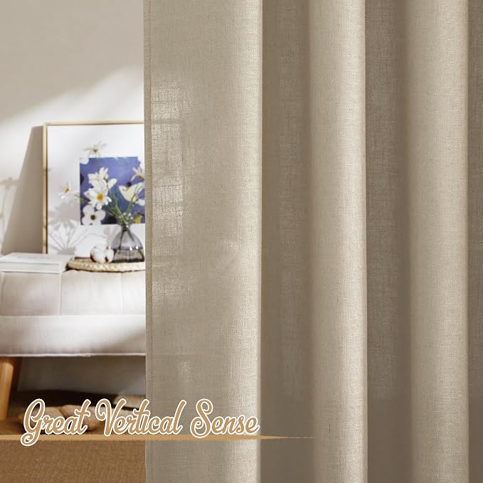 NICETOWN Taupe Curtains 84 inch Length 2 Panels Set, Rod Pocket & Back Tab - Image 6