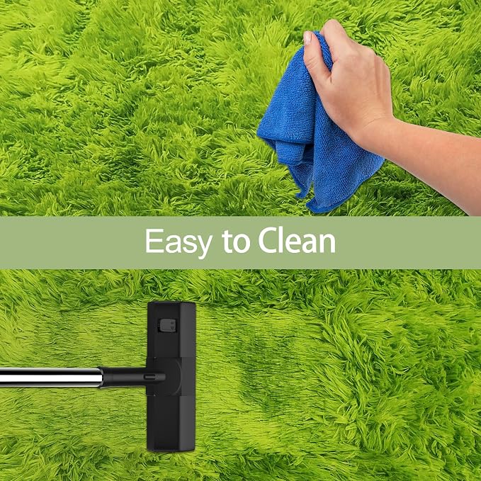 Green Tie-Dyed Rug for Living Room 6x9 Fluffy Area Rug Mat Bedside Throw Rug - Image 7