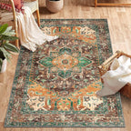 Yamaziot Washable Area Rug for Bedroom, 3x5 Non-Slip Boho Vintage Living Room by Yamaziot