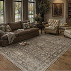 8x10 Washable Area Rug for Living Room Bedroom Vintage Brown Non Slip Carpet - Image 5