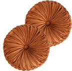 HIG Set of 2 Decorative Round Pleated Throw Pillows, Classy Accent Pumpkin by HIG