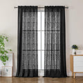 Simplebrand Semi Sheer Black Curtains 96 Inches Long 2 Panels, Light Filtering by Simplebrand