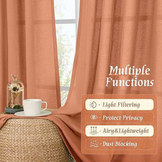 LAMIT Linen Blended Window Curtains 63 inch Length - Image 9