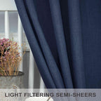 Pitalk 102 Inch Curtains Navy Blue Linen Drape - Image 4