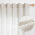 MYSKY HOME Linen Curtains for Sliding Glass Door, Back Tab Semi Sheer Curtain by MYSKYHOME