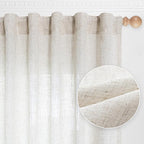 MYSKY HOME Linen Curtains for Sliding Door, Farmhouse Semi Sheer Ceiling by MYSKYHOME