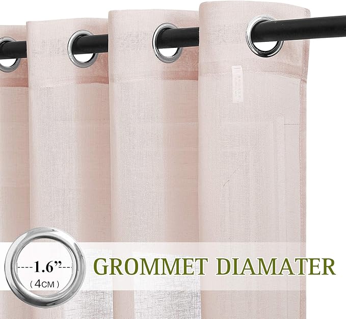 NICETOWN Flax Natural Blend Semi Sheer Curtains 72" L - Image 3