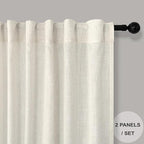 Pitalk Off White Linen Curtains 92 Inch Length 2 Panels - Image 2