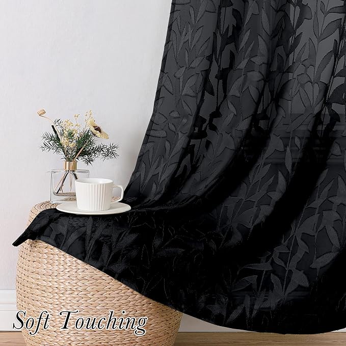 Lecloud Leia Black Sheer Curtains - Image 8