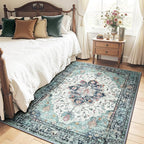 RELEANY Area Rugs 4'x6' Washable Non-Slip, Floral Vintage Distress Print - Image 2