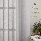NICETOWN 90 inch Grey Curtains Linen Sheer Window Drapes, Grommet Decorative - Image 5