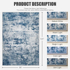 8x10 Area Rug Living Room Rug: Washable Modern Abstract Soft Thin Rug Indoor - Image 2