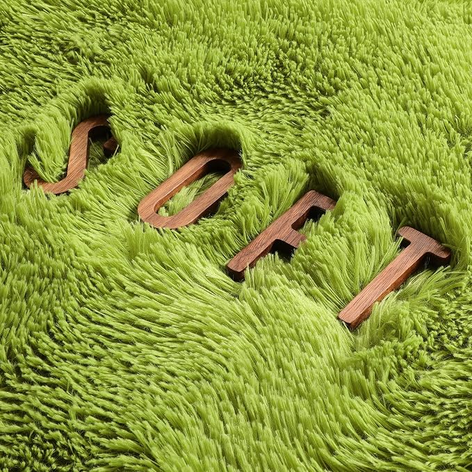 Grass Green Round Rugs 5Ft for Bedroom, Fluffy Shaggy Circle Area Rugs for Kids - Image 7