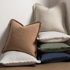 MIULEE Decorative Throw Pillow Covers Neutral Linen Fringe Throw Pillows Set of - Image 5
