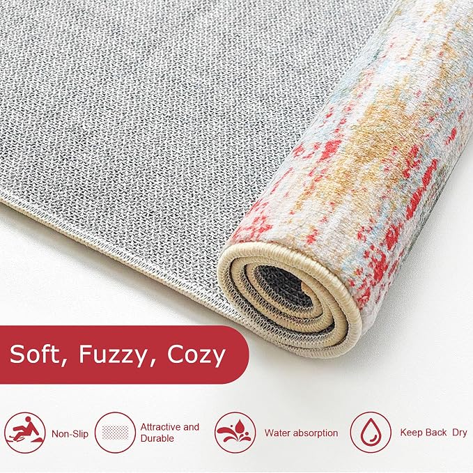 KOZYFLY Modern Abstract Small Area Rugs, 2x3 Washable Kitchen Rug Non-Slip Soft - Image 6