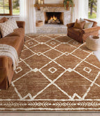 YIHOUSE Western Rugs for Living Room, 6x9 Moroccan Area Rug, Aztec Burnt Orange - Image 9