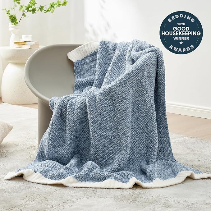 Snuggle Sac Queen Size Bed Blanket Heather Blue, Reversible Super Soft - Image 3