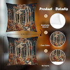Rustic William Morris Inspired Autumn Forest Decor Throw Pillow Covers 18x18 - Image 2