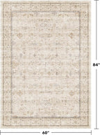 Washable Ivory 5x7 Rug for Bedroom, Home Office, Non Slip Dinning Rugs for - Image 2