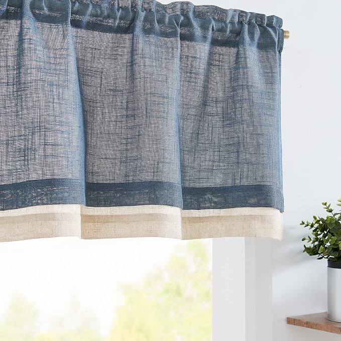 jinchan Linen Valance for Farmhouse Living Room Windows 16 Inch Slubbed Crossed by JINCHAN