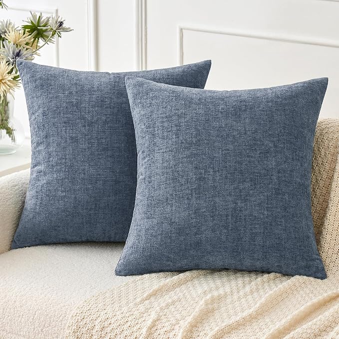 MIULEE Pack of 2 Couch Throw Pillow Covers 16x16 Inch Soft Dark Grey Blue by MIULEE