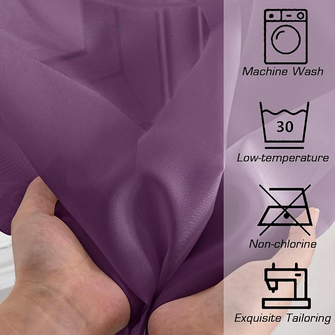 OWENIE Sheer Curtains 54 Inch Length 2 Panels Set, Plam Clear Sheer Short - Image 3