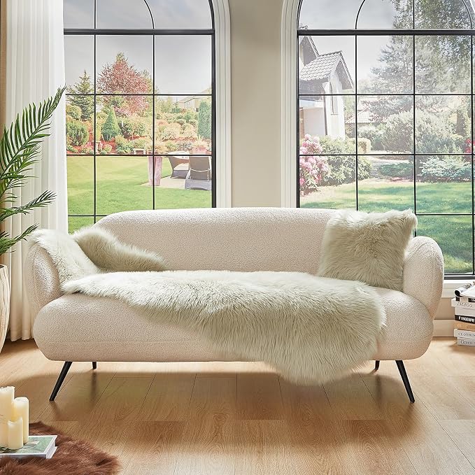 AMTOVO Faux Sheepskin Rug, Light Grey Ultra Soft Fluffy Shag Area Rug, 2 x 6 ft - Image 3