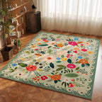 Rugcomf Bedroom Rug 3x5 Rug Washable Area Rug Non Slip Low Pile Boho Floral - Image 6