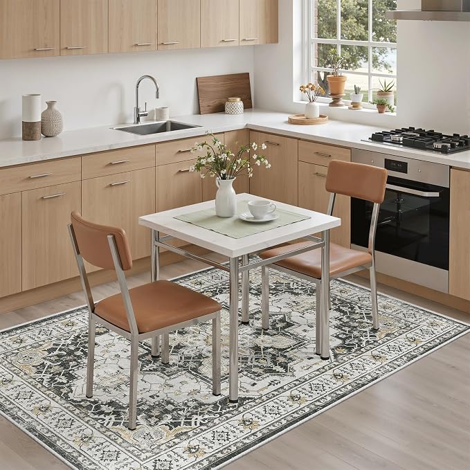 Madane Area Rug 4x6 Washable Rugs: Vintage Living Room Rug Soft Low Pile Non - Image 4