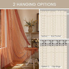 WAZZIO Burnt Orange Curtains Sheer 45 Inch Length Bedroom Short Small Cafe Rod - Image 9