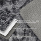 Tie-Dyed Runner Rug for Bedroom Black Grey 2x6ft Fluffy Area Rug Bedside Runner - Image 3