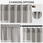 Nanspring Light Gray Linen Curtains 90 Inches Long - Image 2