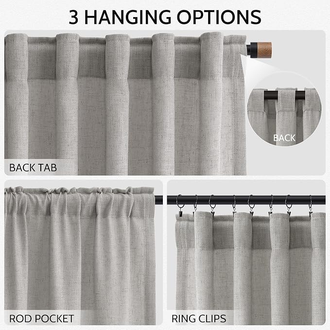 Light Gray Linen Curtains 72 Inches Long - Image 2